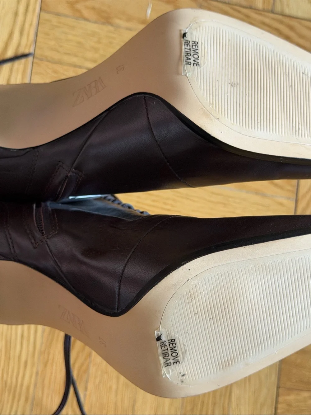 Women’s Zara Brown Leather Lace-Up Ankle Boots | 6.5 | NWT